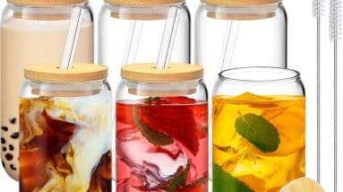 Elevate Your Drinkware: Review of 16 Oz Aesthetic Glasses with Bamboo Lids & Straws!