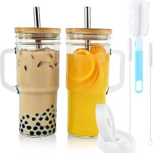 Sip in Style: Review of Glass Cups with Bamboo Lids and Straws