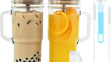 Sip in Style: Review of Glass Cups with Bamboo Lids and Straws