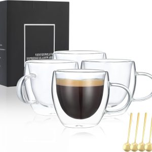 Elevate Your Coffee Experience: Review of the Hand Blown Double Wall Espresso Cups Set