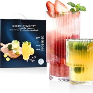Elevate Your Drinkware: Discover the Ribbed Glassware Set of 12!