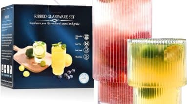 Elevate Your Drinkware: Discover the Ribbed Glassware Set of 12!