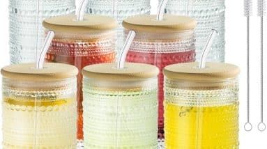 Elevate Your Sips: Review of KEMORELA 8PCS Vintage Hobnail Glass Cups with Bamboo Lids