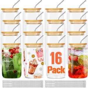 Elevate Your Sips: The 16Pcs Bamboo-Lid Glass Cup Set Review