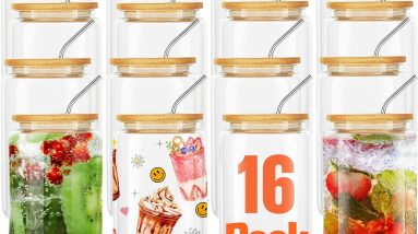 Elevate Your Sips: The 16Pcs Bamboo-Lid Glass Cup Set Review