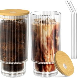 Savor Every Sip: Review of the Stylish Glass Cups with Lid and Straw Set