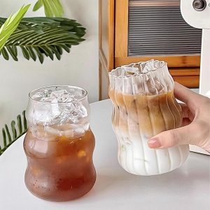 Sip in Style: 2 Pcs Vintage Ribbed Glass Cups for All Your Favorite Drinks