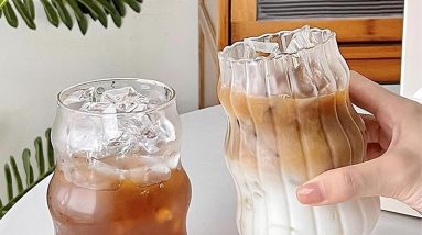 Sip in Style: 2 Pcs Vintage Ribbed Glass Cups for All Your Favorite Drinks