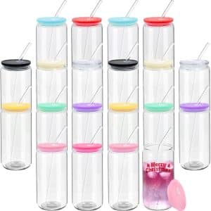 Sip in Style: 20 Pack Clear Drinking Glasses with Lids & Straws for Every Occasion
