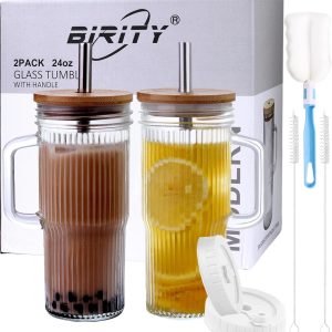 Sip in Style: Birity 24oz Ribbed Glass Cups Review