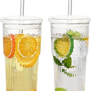 Sip in Style: GOSCHE Vintage Ripple Glass Cups with Lids & Straws Review
