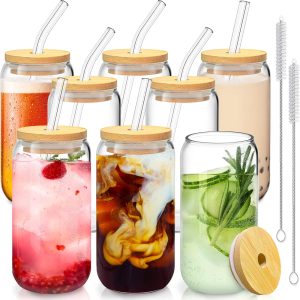 Sip in Style: Review of 16 Oz Cute Glass Cups with Bamboo Lids & Straws