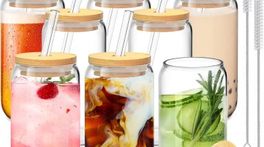 Sip in Style: Review of 16 Oz Cute Glass Cups with Bamboo Lids & Straws