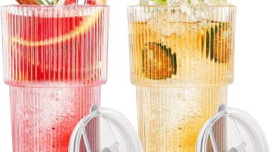 Sip in Style: Review of 20OZ Glass Cups with Lids and Straws for Refreshing Beverages!