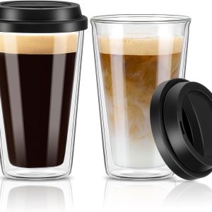 Sip in Style: Review of Double Walled Glass Coffee Mugs with Silicone Lids