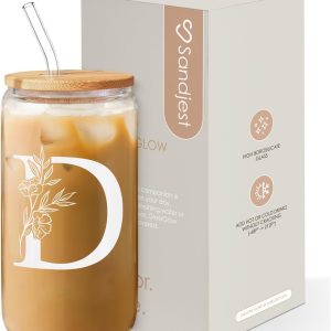 Sip in Style: Review of SANDJEST Monogrammed D Initial Glass Cup for Women