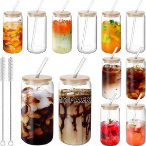 Sip in Style: Review of the 12-Piece Glass Cup Set with Lids and Straws