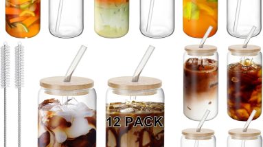 Sip in Style: Review of the 12-Piece Glass Cup Set with Lids and Straws