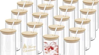 Sip in Style: Review of the 20-Pack Clear Glass Cups with Bamboo Lids and Straws