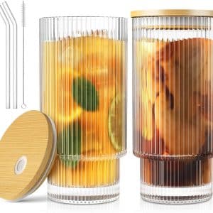 Sip in Style: Review of Vintage 16oz Glass Cups with Lids and Straws