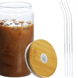 Sip in Style: The Ultimate 16 oz Glass Cup with Lid & Straw Review!