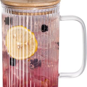 Sip in Style: The Ultimate 32oz Ribbed Glass Cup for Every Beverage!