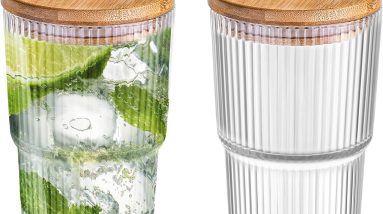 Sip in Style: The Ultimate Review of 20 oz Ribbed Glass Tumblers with Bamboo Lids