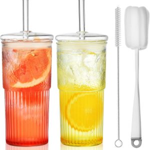 Chill in Style: Review of ALINK 22 oz Glass Cups with Lids and Straws