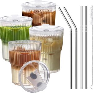 Sip in Style: Review of 13 OZ Glass Cups with Lids and Straws