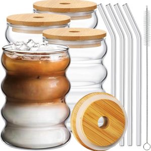 Sip in Style: Review of the 4 Pcs Bamboo Lid Drinking Glass Set