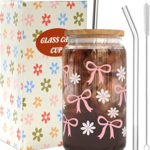Sip in Style: Review of the Coquette Aesthetic Pink Bow Glass Cup